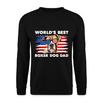Deutscher Boxer WELTBESTER BOXER PAPA Boxer Fan - Unisex Pullover - Schwarz - Vorne - Alina (178cm) & Michal (187cm)
