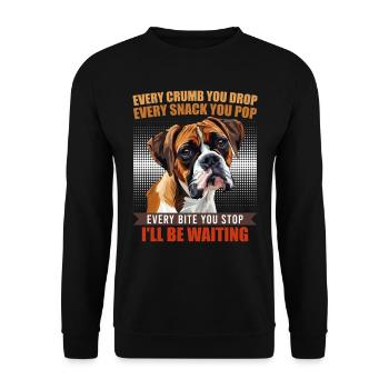 Boxer EVERY CRUMB YOU DROP I'LL BE WAITING - Unisex Sweatshirt - black - Front - Alina (178cm) & Michal (187cm)