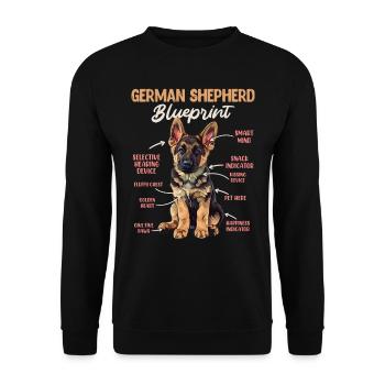 German Shepherd BLUEPRINT Funny German Shepherd - Unisex Sweatshirt - black - Front - Alina (178cm) & Michal (187cm)
