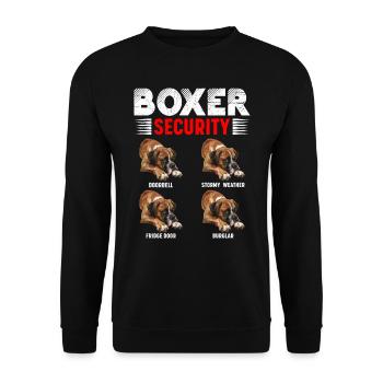 BOXER SECURITY Drôle de Chien Propriétaire Allemand - Sweat-shirt Unisexe - noir - Devant - Alina (178cm) & Michal (187cm)