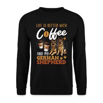 German Shepherd Owner COFFEE AND MY GERMAN - Unisex Sweatshirt - black - Front - Alina (178cm) & Michal (187cm)