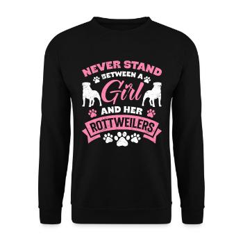 Rottie NE SE TIENT JAMAIS ENTRE UNE FILLE ET ELLE - Sweat-shirt Unisexe - noir - Devant - Alina (178cm) & Michal (187cm)
