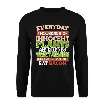 Anti Vegan THOUSANDS OF INNOCENT PLANTS KILLED - Unisex Sweatshirt - black - Front - Alina (178cm) & Michal (187cm)