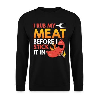 Amateur de viande JE FROTTE MA VIANDE AVANT DE LA COLLER - Sweat-shirt Unisexe - noir - Devant - Alina (178cm) & Michal (187cm)
