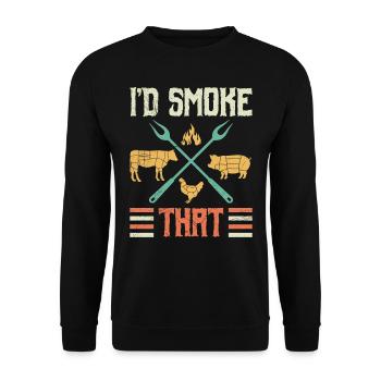 Amateurs de barbecue, je fumerais ce mangeur de viande - Sweat-shirt Unisexe - noir - Devant - Alina (178cm) & Michal (187cm)