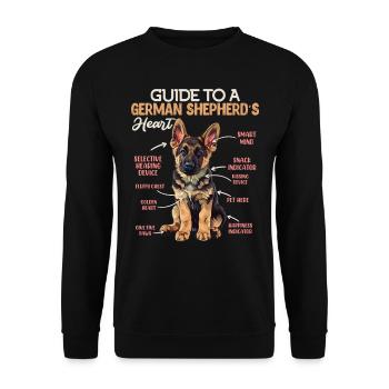 German Shepherd GUIDE TO A GERMAN SHEPHERDS HEART - Unisex Sweatshirt - black - Front - Alina (178cm) & Michal (187cm)