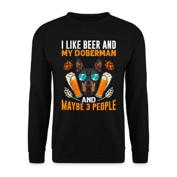 Doberman owner LIKE BEER AND MY DOBERMAN - Unisex Sweatshirt - black - Front - Alina (178cm) & Michal (187cm)