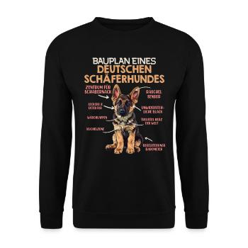 German Shepherd BLUEPRINT OF A GERMAN SHEPHERD Funny - Unisex Sweatshirt - black - Front - Alina (178cm) & Michal (187cm)