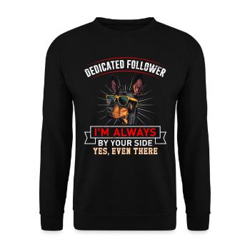 Doberman DEDICATED FOLLOWER Doberman Owner - Unisex Sweatshirt - black - Front - Alina (178cm) & Michal (187cm)