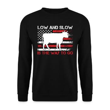 MEAT LOVERS LOW AND SLOW THE WAY TO GO - Unisex Sweatshirt - black - Front - Alina (178cm) & Michal (187cm)
