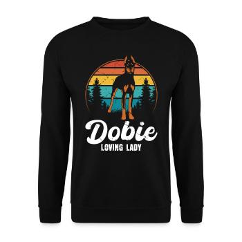 DOBIE LOVING LADY Doberman Cool Propriétaire Femmes - Sweat-shirt Unisexe - noir - Devant - Alina (178cm) & Michal (187cm)