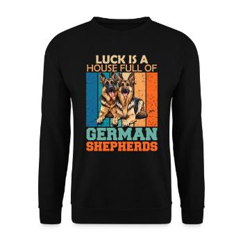 German Shepherds LUCK IS A HOUSE FULL OF GERMAN - Unisex Sweatshirt - black - Front - Alina (178cm) & Michal (187cm)