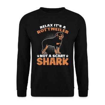 Rottie RELAX IT'S JUST A ROTTWEILER Lustiges - Unisex Pullover - Schwarz - Vorne - Alina (178cm) & Michal (187cm)