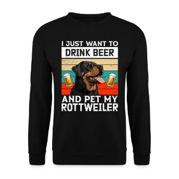 Rottie JUST WANT TO DRINK BEER Propriétaire de Rottweiler - Sweat-shirt Unisexe - noir - Devant - Alina (178cm) & Michal (187cm)