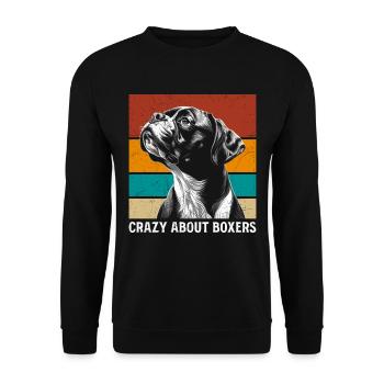 Boxeur allemand CRAZY ABOUT BOXER Drôle - Sweat-shirt Unisexe - noir - Devant - Alina (178cm) & Michal (187cm)