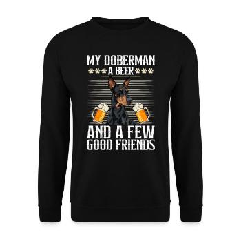 Doberman owner MY DOBERMAN A BEER AND FEW - Unisex Sweatshirt - black - Front - Alina (178cm) & Michal (187cm)
