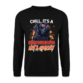 Neufundländer BLEIB COOL KEIN GRIZZLY BÄR Lustiges - Unisex Pullover - Schwarz - Vorne - Alina (178cm) & Michal (187cm)