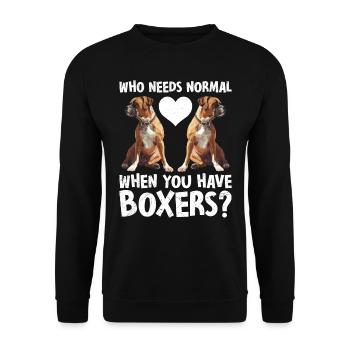 Chien Boxer QUI A BESOIN DE NORMALITÉ AVEC BOXER Drôle - Sweat-shirt Unisexe - noir - Devant - Alina (178cm) & Michal (187cm)