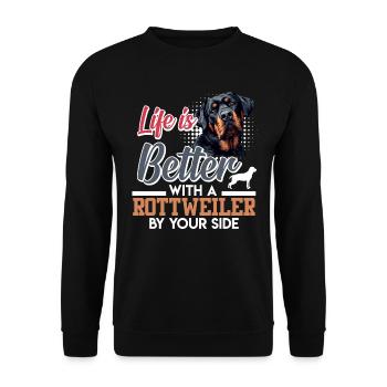 Rottie owner LIFE IS BETTER WITH ROTTWEILER - Unisex Sweatshirt - black - Front - Alina (178cm) & Michal (187cm)