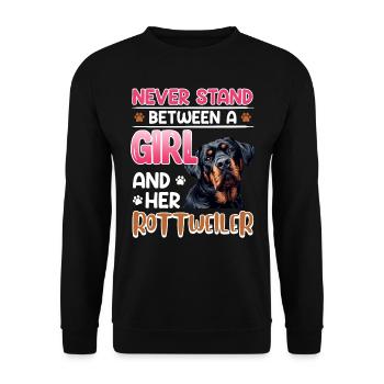 Rottie NE SE TIENT JAMAIS ENTRE UNE FILLE ET ELLE - Sweat-shirt Unisexe - noir - Devant - Alina (178cm) & Michal (187cm)