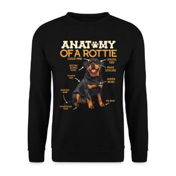 Rottie Besitzer ANATOMY OF A ROTTWEILER ROTTIE - Unisex Pullover - Schwarz - Vorne - Alina (178cm) & Michal (187cm)
