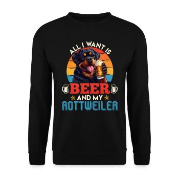 Rottie ALL I WANT IS BEER AND MY ROTTWEILER - Unisex Sweatshirt - black - Front - Alina (178cm) & Michal (187cm)