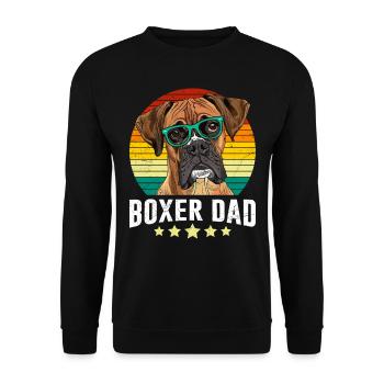 BOXER DAD Deutscher Boxer Hundepapa Boxer - Unisex Pullover - Schwarz - Vorne - Alina (178cm) & Michal (187cm)