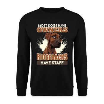 Ridgeback LA PLUPART DES CHIENS ONT DES PROPRIÉTAIRES - Sweat-shirt Unisexe - noir - Devant - Alina (178cm) & Michal (187cm)