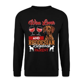 Ridgeback WINE LOVER AND RHODESIAN RIDGEBACK - Unisex Sweatshirt - black - Front - Alina (178cm) & Michal (187cm)