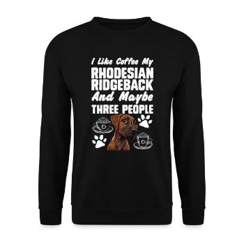 Hundebesitzer LIKE COFFEE MY RHODESIAN RIDGEBACK - Unisex Pullover - Schwarz - Vorne - Alina (178cm) & Michal (187cm)