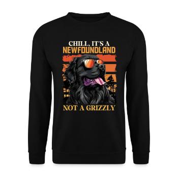 Neufundländer BLEIB COOL KEIN GRIZZLY BÄR Lustiges - Unisex Pullover - Schwarz - Vorne - Alina (178cm) & Michal (187cm)