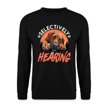 Rhodesian Ridgeback Drôle ÉCOUTE SÉLECTIVE - Sweat-shirt Unisexe - noir - Devant - Alina (178cm) & Michal (187cm)
