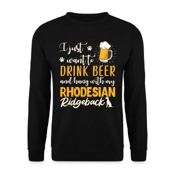 Rhodesian Ridgeback ENVIE JUSTE DE BOIRE DE LA BIÈRE - Sweat-shirt Unisexe - noir - Devant - Alina (178cm) & Michal (187cm)