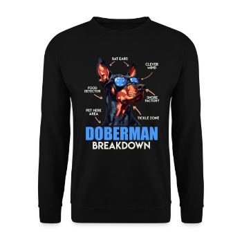 DOBERMAN BREAKDOWN Doberman Besitzer Lustiges - Unisex Pullover - Schwarz - Vorne - Alina (178cm) & Michal (187cm)