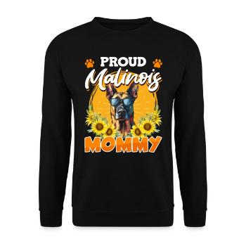 Belgischer Schäferhund STOLZE MALINOIS MAMA MUTTER - Unisex Pullover - Schwarz - Vorne - Alina (178cm) & Michal (187cm)