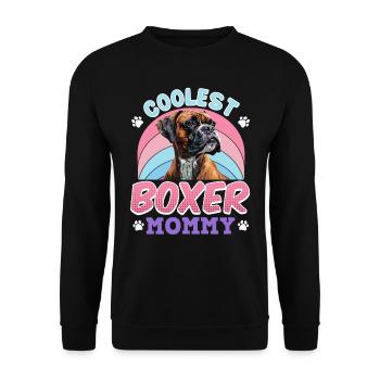 Chien Boxer Allemand Maman COOLEST BOXER MOMMY - Sweat-shirt Unisexe - noir - Devant - Alina (178cm) & Michal (187cm)