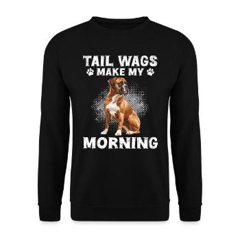 Chien Boxer remue la queue rendre mon matin drôle - Sweat-shirt Unisexe - noir - Devant - Alina (178cm) & Michal (187cm)