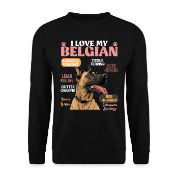 Belgian Shepherd LOVE MY BELGIAN MALINOIS - Unisex Sweatshirt - black - Front - Alina (178cm) & Michal (187cm)
