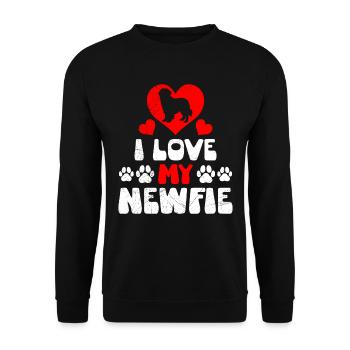 Propriétaires de chiens J’AIME MES AMOUREUX NEWFIE - Sweat-shirt Unisexe - noir - Devant - Alina (178cm) & Michal (187cm)