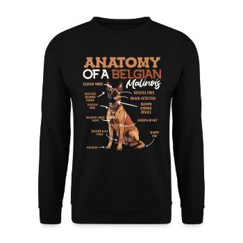 ANATOMIE DE MON BERGER BELGE MALINOIS - Sweat-shirt Unisexe - noir - Devant - Alina (178cm) & Michal (187cm)