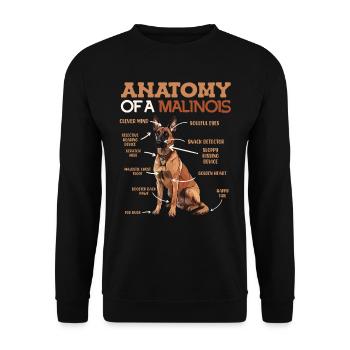 ANATOMY OF MY MALINOIS Belgian Shepherd - Unisex Sweatshirt - black - Front - Alina (178cm) & Michal (187cm)