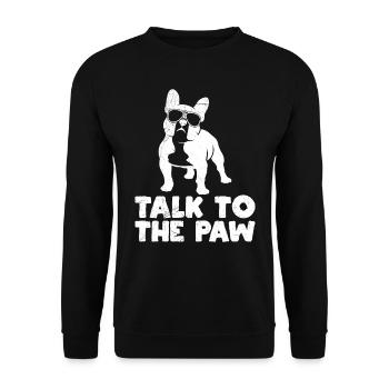 Bouledogue français PARLER À LA PATTE Drôle - Sweat-shirt Unisexe - noir - Devant - Alina (178cm) & Michal (187cm)