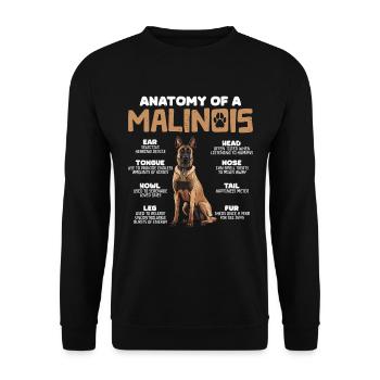 Belgian Shepherd ANATOMY OF A BELGIAN - Unisex Sweatshirt - black - Front - Alina (178cm) & Michal (187cm)