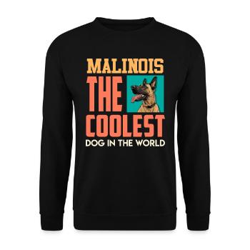 Malinois Der COOLSTE HUND DER WELT Belgischer - Unisex Pullover - Schwarz - Vorne - Alina (178cm) & Michal (187cm)