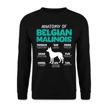 Belgian Shepherd ANATOMY OF A BELGIAN - Unisex Sweatshirt - black - Front - Alina (178cm) & Michal (187cm)