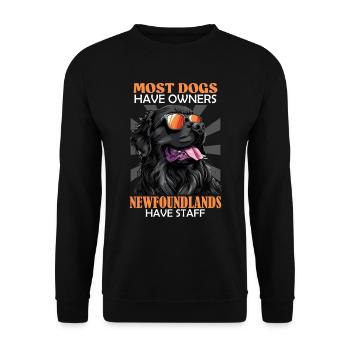 Newfie DIE MEISTEN HUNDE HABEN BESITZER - Unisex Pullover - Schwarz - Vorne - Alina (178cm) & Michal (187cm)
