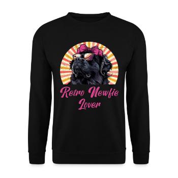 RETRO NEWFIE LOVER Terre-Neuve Chien Maman - Sweat-shirt Unisexe - noir - Devant - Alina (178cm) & Michal (187cm)