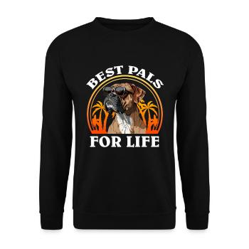 German Boxer BEST PALS FOR LIFE Cool - Unisex Sweatshirt - black - Front - Alina (178cm) & Michal (187cm)