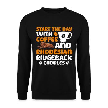 Ridgeback START THE DAY WITH COFFEE AND RIDGEBACK - Unisex Sweatshirt - black - Front - Alina (178cm) & Michal (187cm)