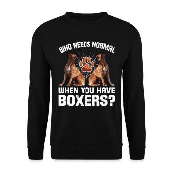 Boxer allemand QUI A BESOIN D’UN BOXER DE NORMALITÉ - Sweat-shirt Unisexe - noir - Devant - Alina (178cm) & Michal (187cm)